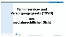 Terminservice- und Versorgungsgesetz (TSVG)