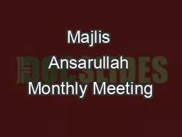 Majlis Ansarullah Monthly Meeting