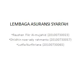 LEMBAGA ASURANSI SYARI’AH