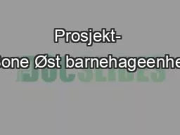 Prosjekt- Sone Øst barnehageenhet