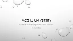 McGill University Bachelor of science (Architecture) Program