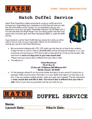 Lower Canyon Reservations Hatch Duffel Service Hatch R