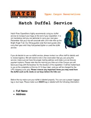 Upper Canyon Reservations Hatch Duffel Service Hatch R
