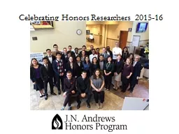 Celebrating Honors Researchers 2015-16