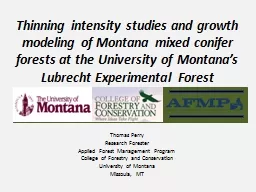 Thinning intensity studies and growth modeling of Montana mixed conifer forests at the