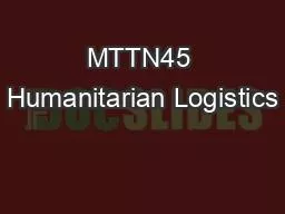 MTTN45 Humanitarian Logistics