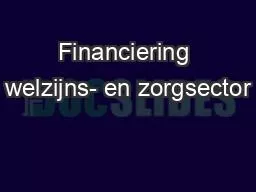 Financiering welzijns- en zorgsector