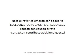 Nota di rettifica emessa con addebito ECCEDENZE CONGUAGLI CIG  ECGO-ECGS