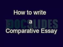 How to write  a Comparative Essay