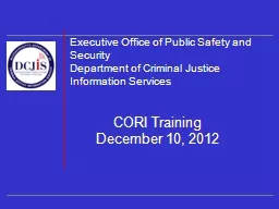 CORI Training December 10, 2012