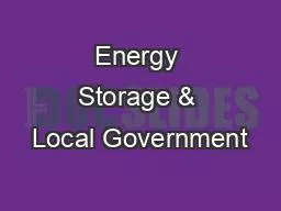 Energy Storage & Local Government