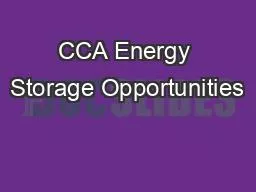 CCA Energy Storage Opportunities