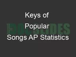 Keys of Popular Songs AP Statistics