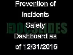 Prevention of Incidents Safety Dashboard as of 12/31/2016