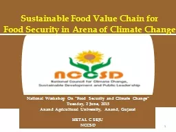 1 National Workshop On “Food Security and Climate Change”