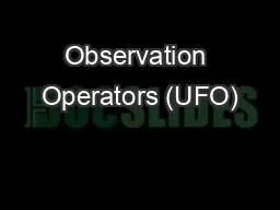 Observation Operators (UFO)