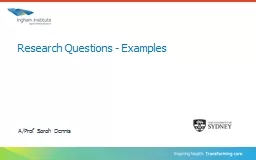 PPT-A/Prof Sarah Dennis Research