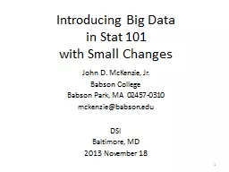 Introducing Big Data in Stat 101