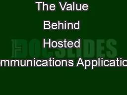 The Value Behind Hosted Communications Applications