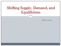 Fall 2013 Shifting Supply, Demand, and Equilibrium