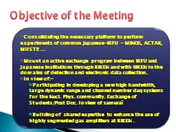 Objective of the Meeting