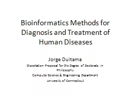 Bioinformatics Methods for Diagnosis and Treatment of Human Diseases