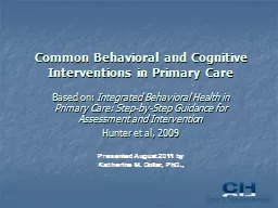 Common Behavioral and Cognitive Interventions in Primary Care