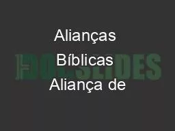 Alianças Bíblicas Aliança de