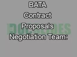 BATA Contract Proposals Negotiation Team: