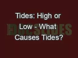 Tides: High or Low - What Causes Tides?