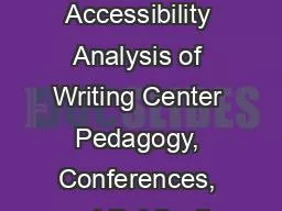 Art & Ableism An Accessibility Analysis of Writing Center Pedagogy, Conferences, and