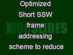 Optimized Short SSW frame addressing scheme to reduce