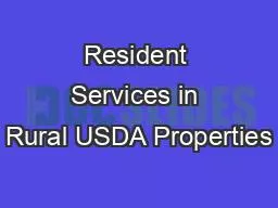 Resident Services in Rural USDA Properties