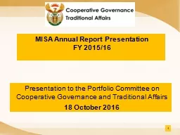 Presentation to the Portfolio Committee on Cooperative Governance and Traditional Affairs