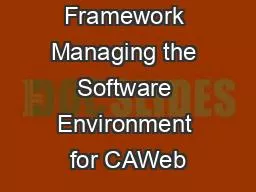WordPress Framework Managing the Software Environment for CAWeb