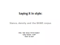 Saying it in style : Stance, density and the BAWE corpus
