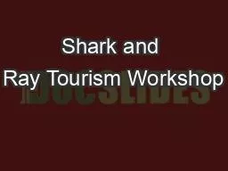 Shark and Ray Tourism Workshop
