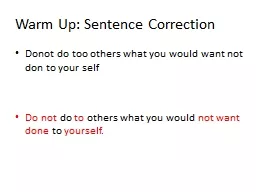 Warm Up: Sentence Correction