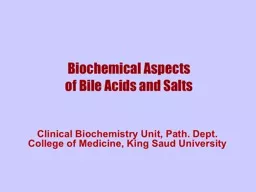 Biochemical Aspects  of Bile Acids and Salts