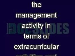 SWOT analysis on the management activity in terms of extracurricular activities and the