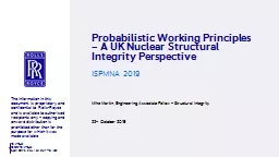 Probabilistic Working Principles – A UK Nuclear Structural Integrity Perspective