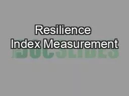 Resilience Index Measurement