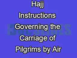 Hajj Instructions Governing the Carriage of Pilgrims by Air
