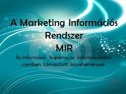 A Marketing Információs Rendszer