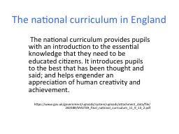 The national curriculum in England