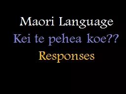 Maori Language Kei  te