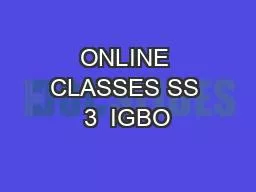 ONLINE CLASSES SS 3  IGBO