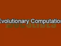 Evolutionary Computation