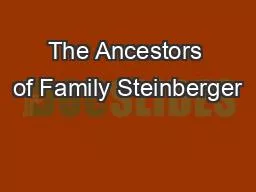 The Ancestors of Family Steinberger