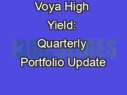 Voya High Yield: Quarterly Portfolio Update